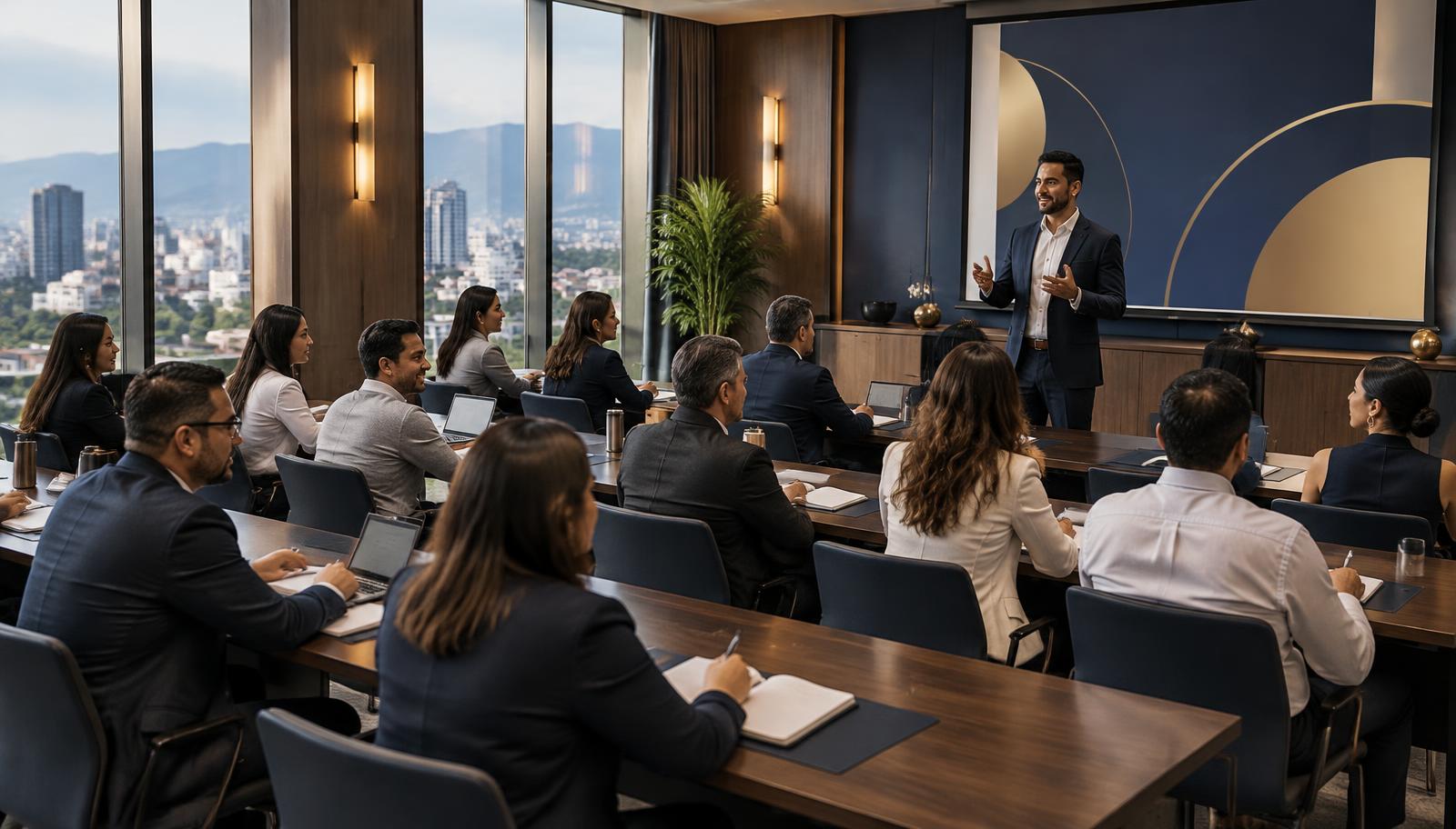 Sala de capacitación del INCL con participantes atentos a la especialista